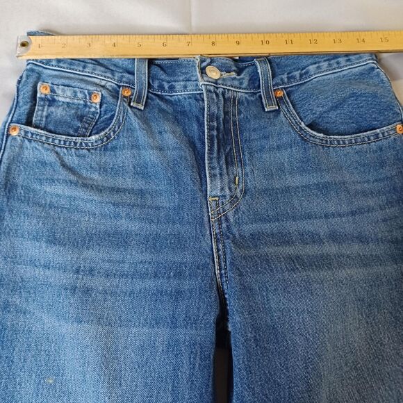 Levi's Low Pro Straight Jeans Womens 26 Blue Distressed Ripped Knee Denim Pants - Picture 13 of 16